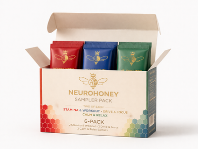 NeuroHoney sachets — three formulas
